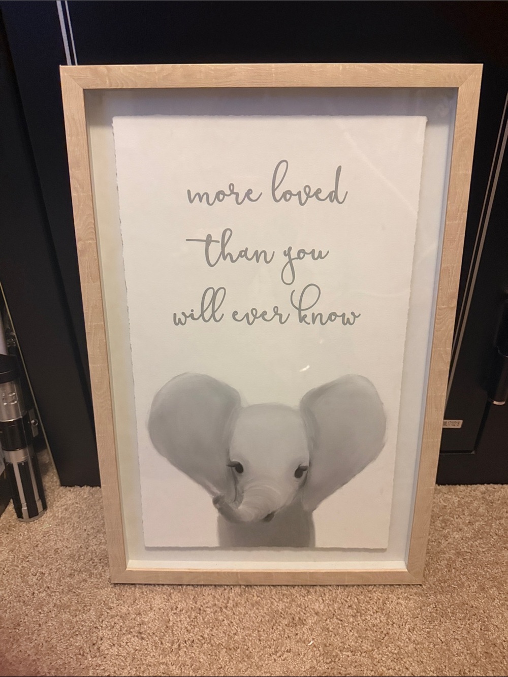 Framed Gray Elephant Wall Art - Inspirational Quote